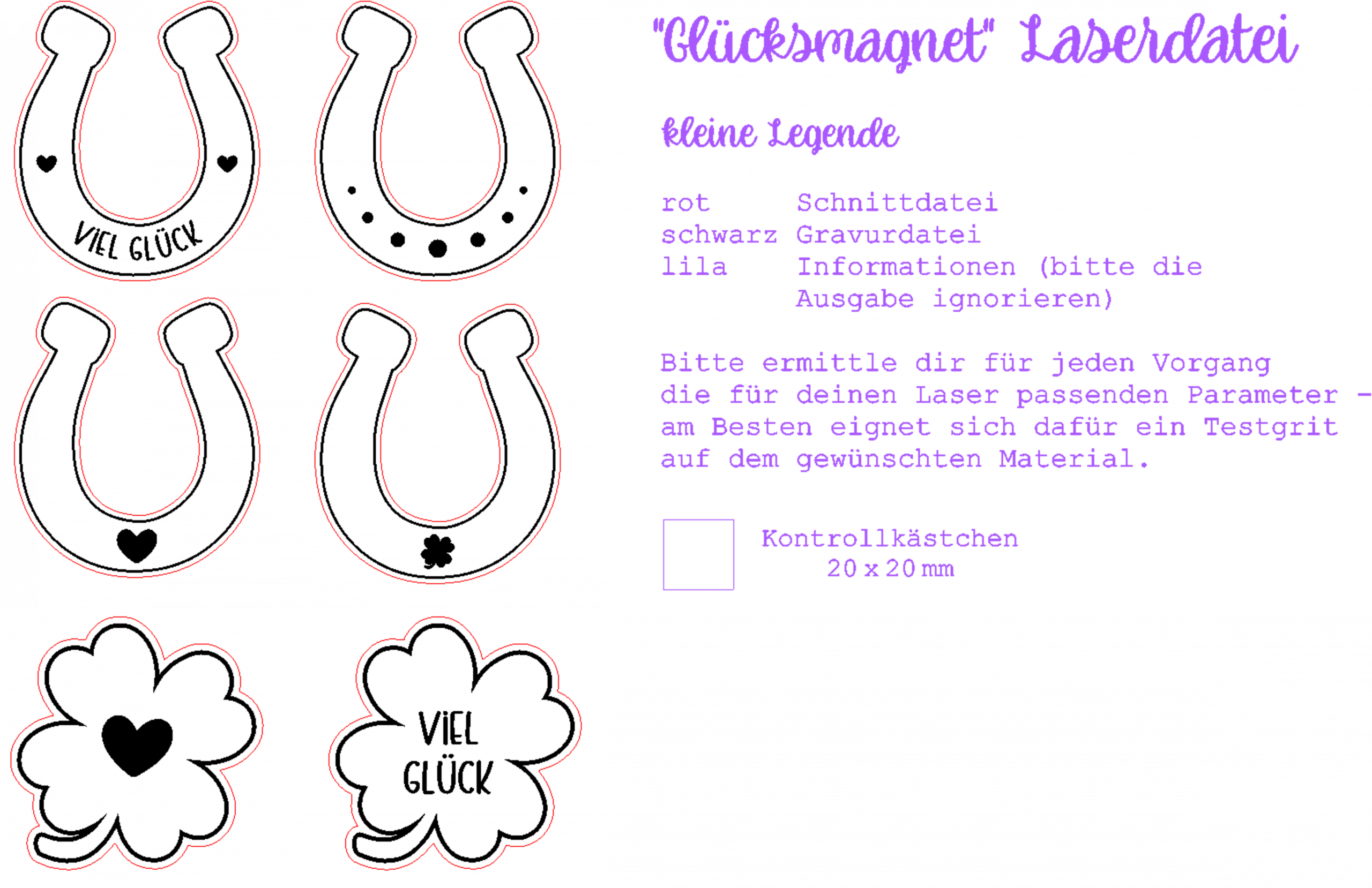 Glücksmagnet – für Laser & 3D-Druck (SVG | XCS | STL | 3MF) – Bild 6