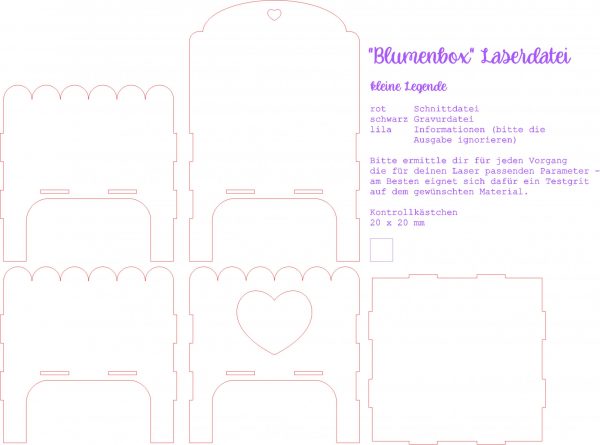 Blumenbox – Laserdatei | Geschenkbox mit Herz | Blumenkorb aus Holz | DIY Verpackung & Dekobox