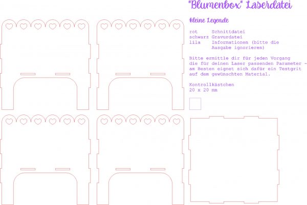 Blumenbox – Laserdatei | Geschenkbox mit Herz | Blumenkorb aus Holz | DIY Verpackung & Dekobox