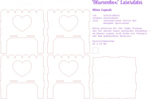 Blumenbox – Laserdatei | Geschenkbox mit Herz | Blumenkorb aus Holz | DIY Verpackung & Dekobox