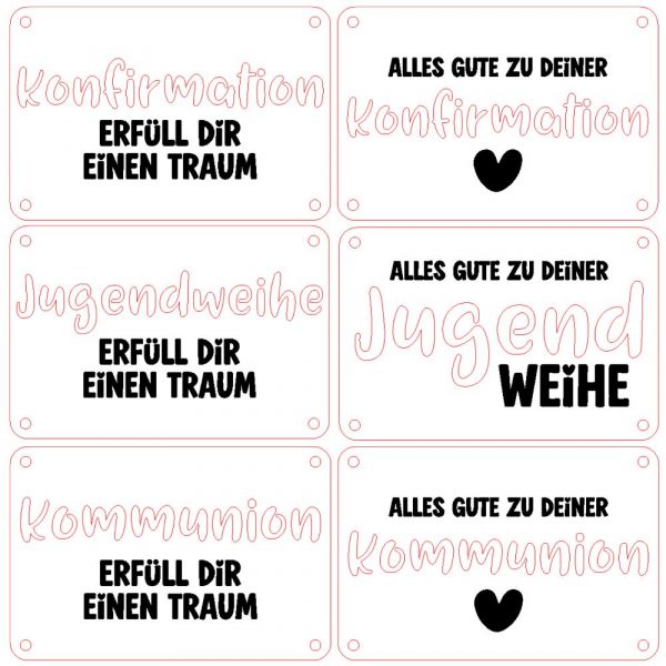 Geldgeschenk Jugendweihe Kommunion Konfirmation | Laserdatei & 3D Druck Datei | SVG XCS 3MF