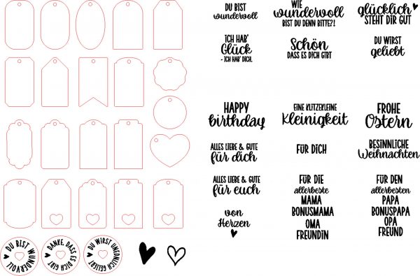 Anhänger & Tags Laserdatei | Geschenkanhänger Set mit Sprüchen | SVG für Laser & Plotter | DIY Geschenkdeko