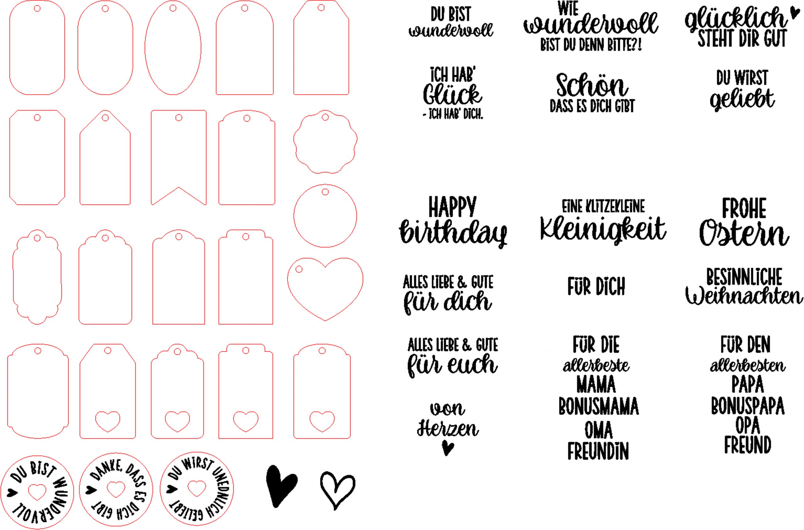 Anhänger & Tags Laserdatei | Geschenkanhänger Set mit Sprüchen | SVG für Laser & Plotter | DIY Geschenkdeko – Bild 4