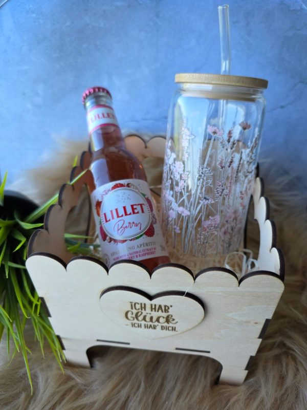 Blumenbox – Laserdatei | Geschenkbox mit Herz | Blumenkorb aus Holz | DIY Verpackung & Dekobox