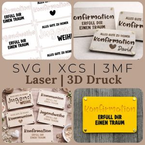 Geldgeschenk Jugendweihe Kommunion Konfirmation | Laserdatei & 3D Druck Datei | SVG XCS 3MF