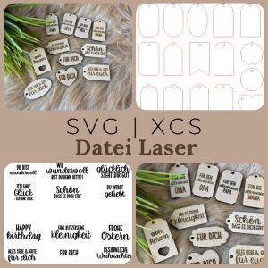 Anhänger & Tags Laserdatei | Geschenkanhänger Set mit Sprüchen | SVG für Laser & Plotter | DIY Geschenkdeko
