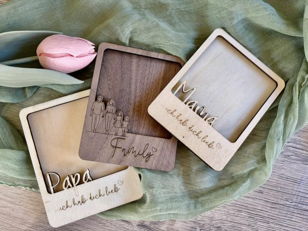 Bilderrahmen Mama & Papa – Laser & 3D Druck Datei | Geschenkidee mit Herz | 10x10 & 10x15 cm