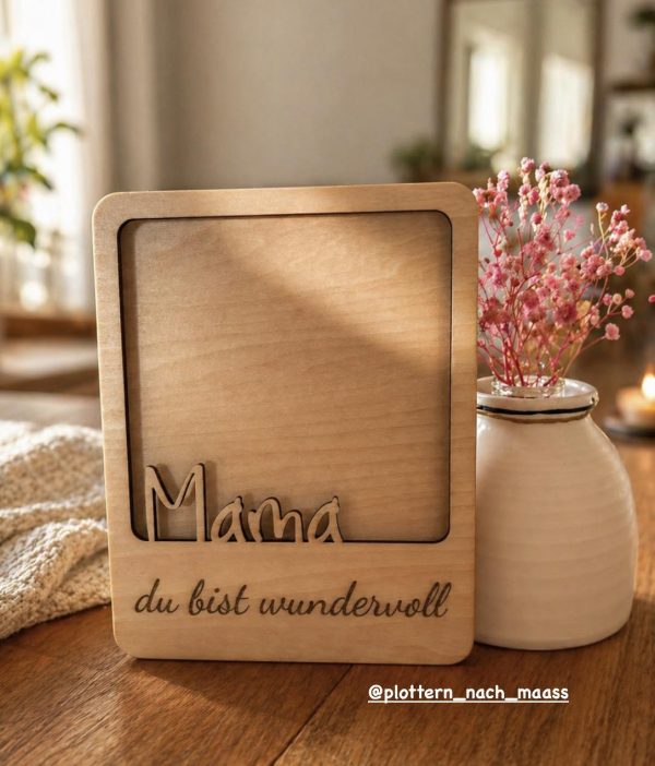 Bilderrahmen Mama & Papa – Laser & 3D Druck Datei | Geschenkidee mit Herz | 10x10 & 10x15 cm