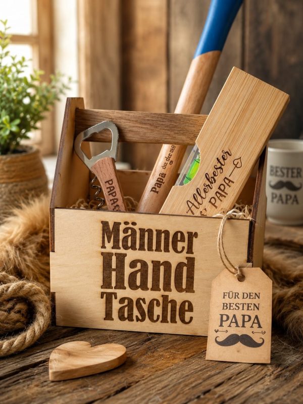 Männerhandtasche – Laserdatei für 3 & 4 mm Sperrholz | Herren- & Vatertags Geschenk | Plotter Sprüche inklusive