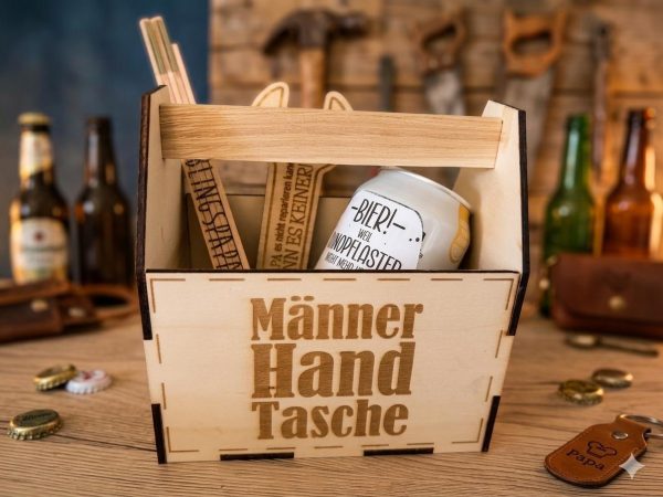 Männerhandtasche – Laserdatei für 3 & 4 mm Sperrholz | Herren- & Vatertags Geschenk | Plotter Sprüche inklusive