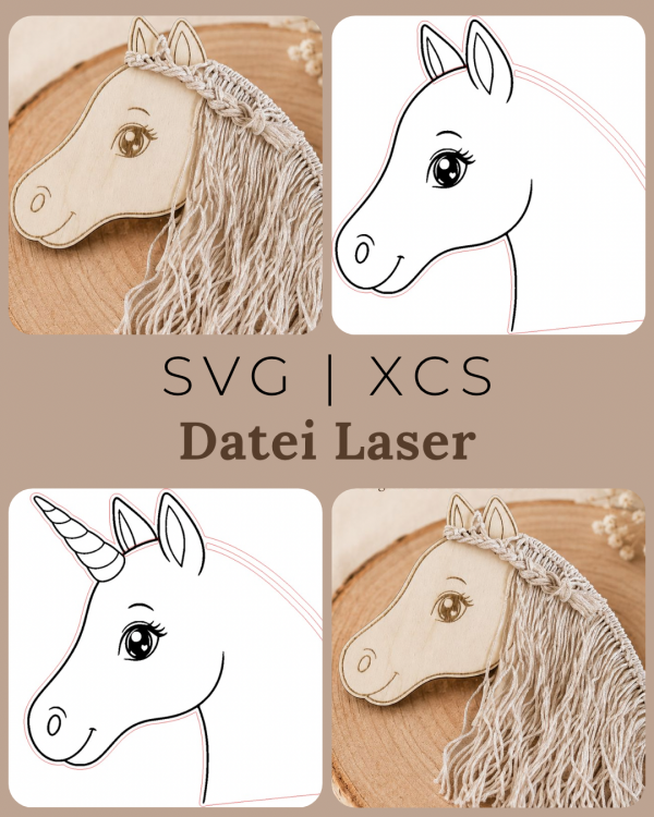 Pferdemädchen – Pferd & Einhorn Haarspangenhalter | Laserdatei | XCS, SVG