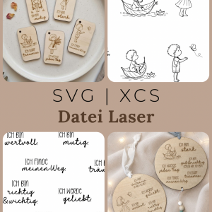 Affirmationen – Lasergravur Datei mit Kinder Motiven & positiven Sprüchen | inkl. Gewerbelizenz | SVG | XCS