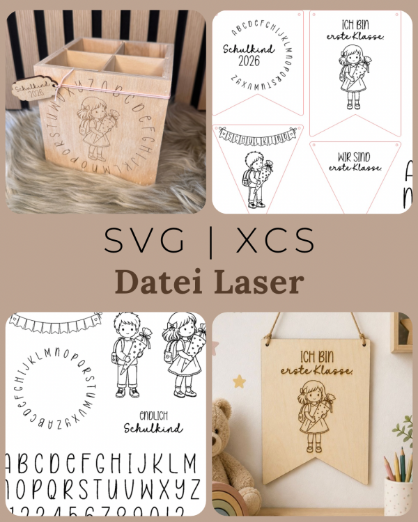 Schulkind Wimpel – Laserdatei mit Gravuren & Wimpelvorlagen
