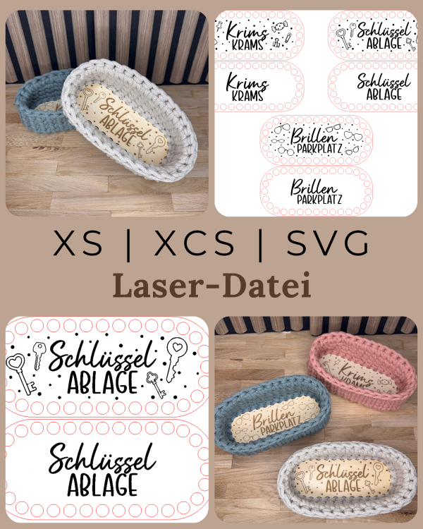Kleine Häkelkörbe – Laserdatei für Häkelböden | XS, XCS, SVG | inkl. Gewerbelizenz